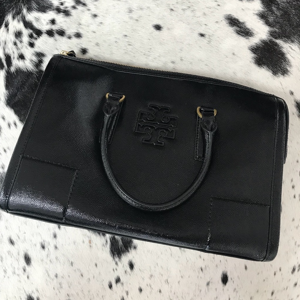 Tory Burch Doctor Bag Purse Black Gold